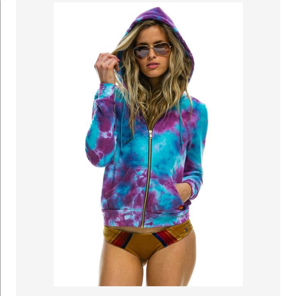 Aviator Nation Hand Dyed Hoodie Turquoise